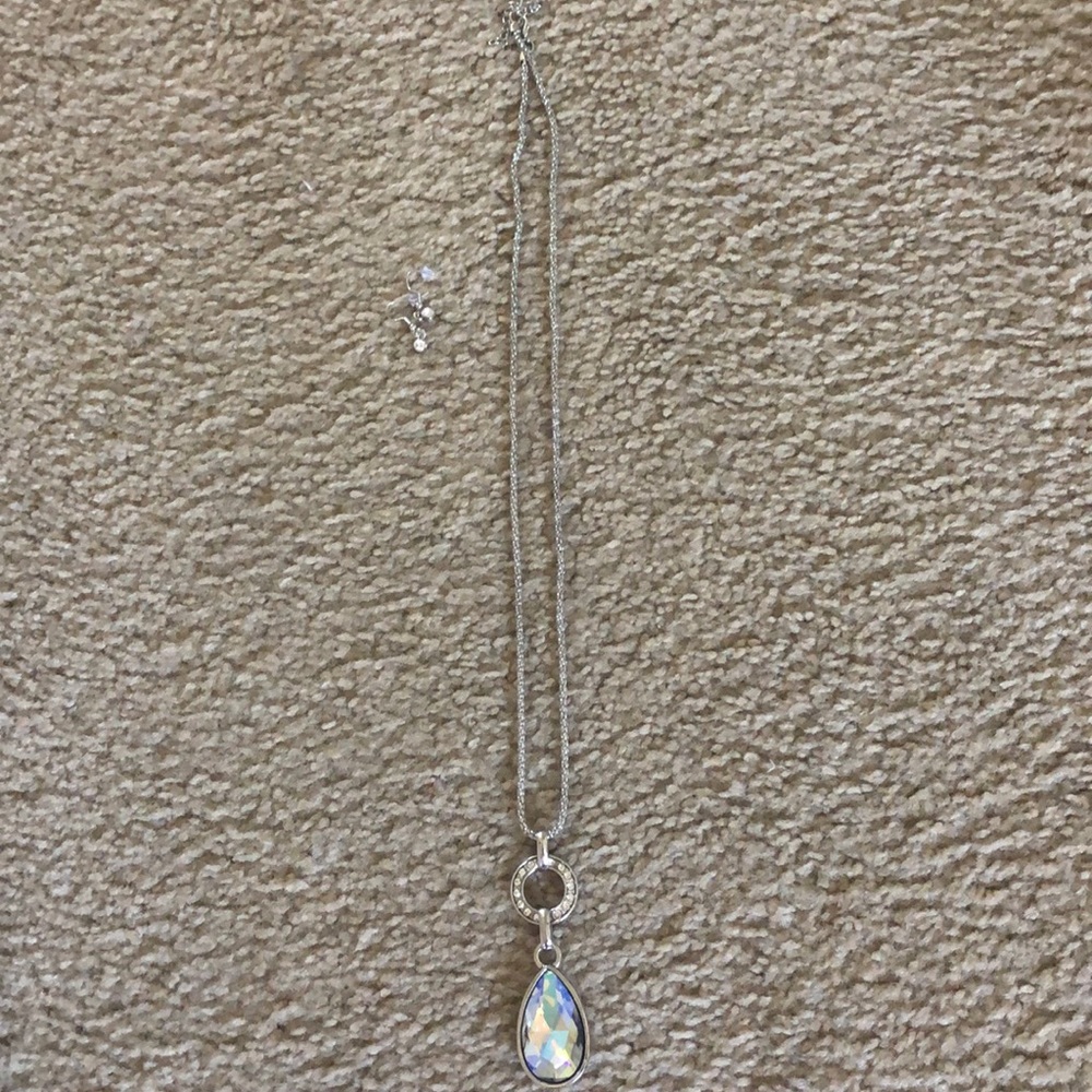 large stone long necklace & earring set